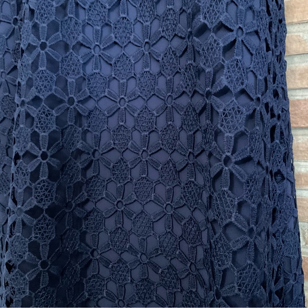 Chelsea 28 Dark Blue Floral Crochet Lace Sleeveless Dress Small - Picture 2 of 8